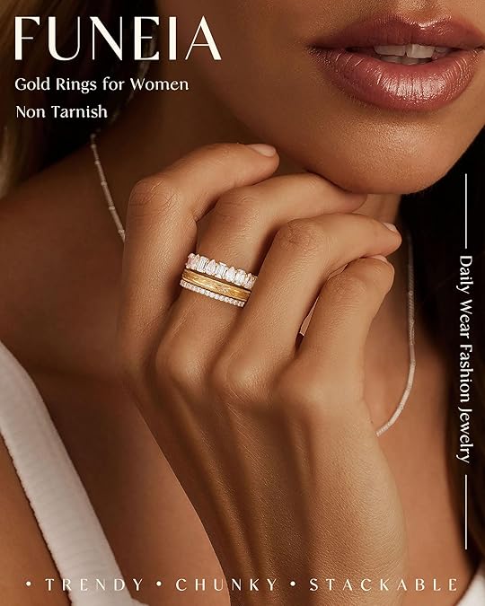 FUNEIA Stackable Gold Rings for Wome