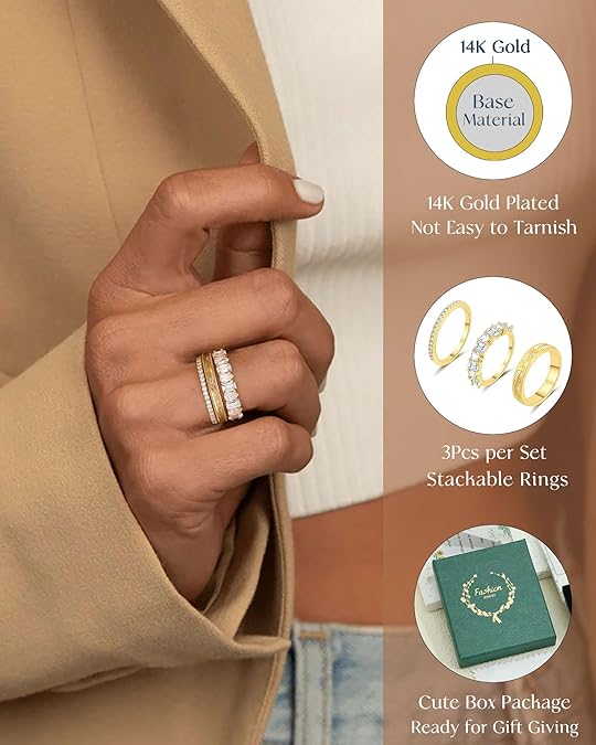 FUNEIA Stackable Gold Rings for Wome
