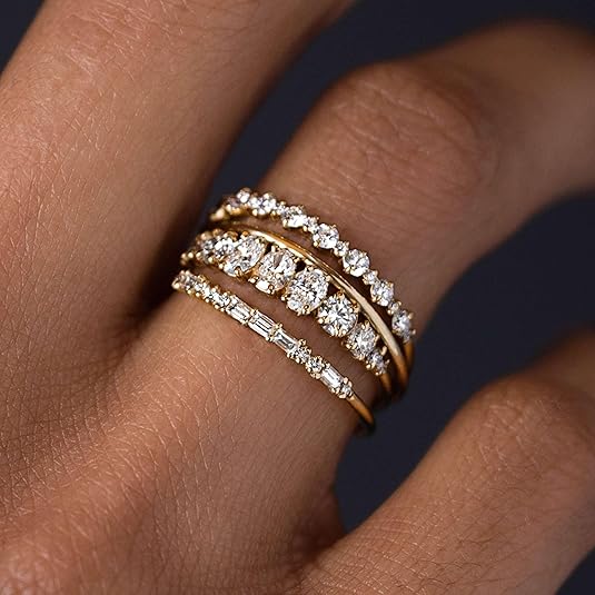 TOBENY Stackable Gold Rings for Women