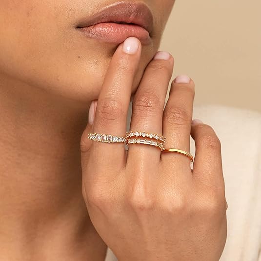 TOBENY Stackable Gold Rings for Women