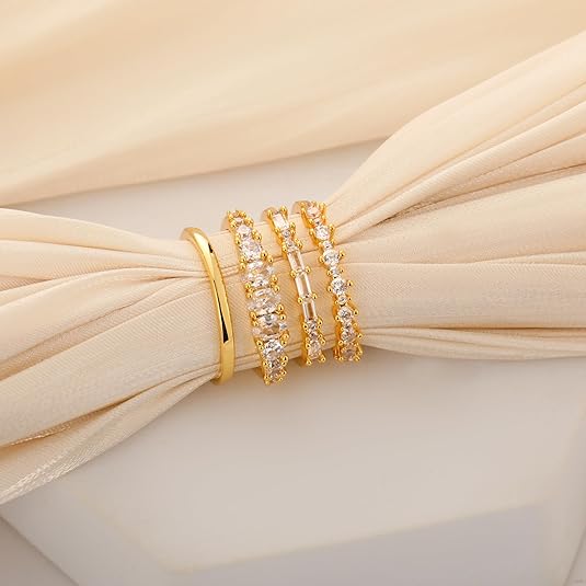 TOBENY Stackable Gold Rings for Women