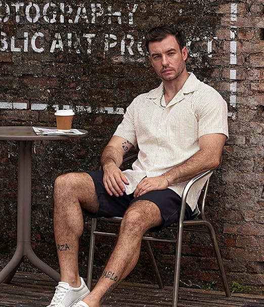 VATPAVE Mens Striped Summer Shirt