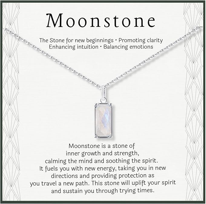 Rainbow Moonstone Sterling Silver Necklace for Women