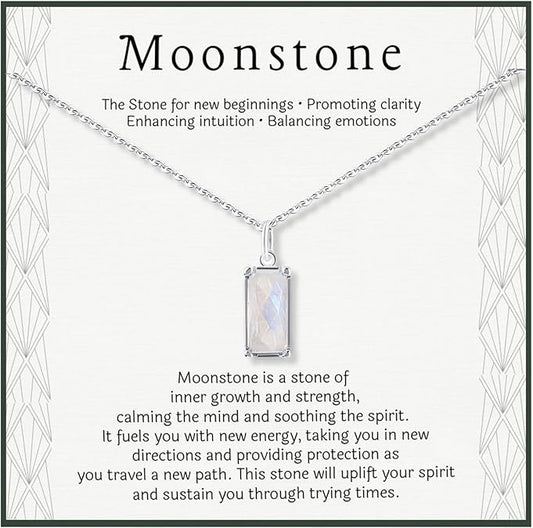 Rainbow Moonstone Sterling Silver Necklace for Women