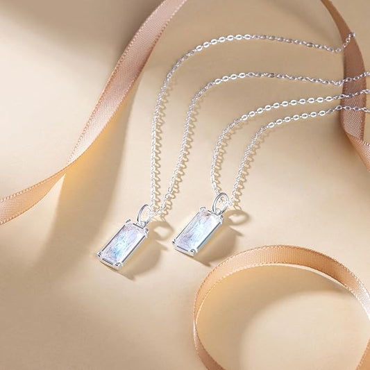 Rainbow Moonstone Sterling Silver Necklace for Women