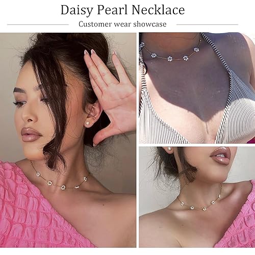 SmileBelle Daisy Pearl Necklace