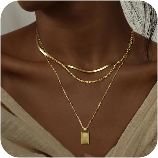 Layered Gold Silver Necklaces for Women