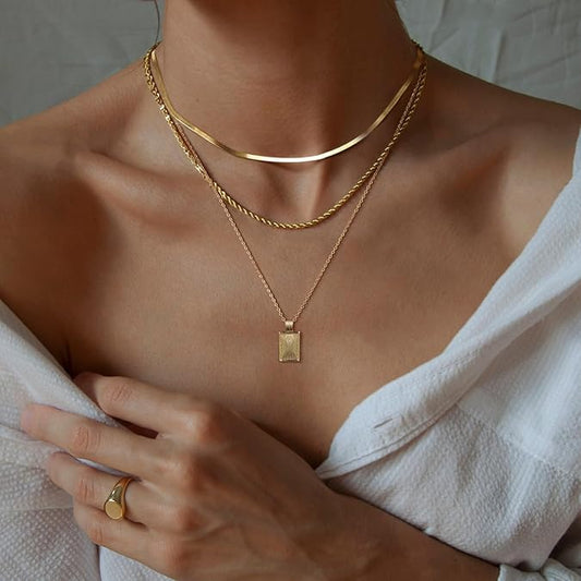 Layered Gold Silver Necklaces for Women