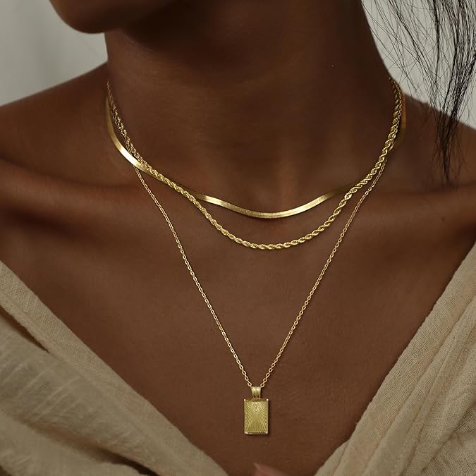 Layered Gold Silver Necklaces for Women