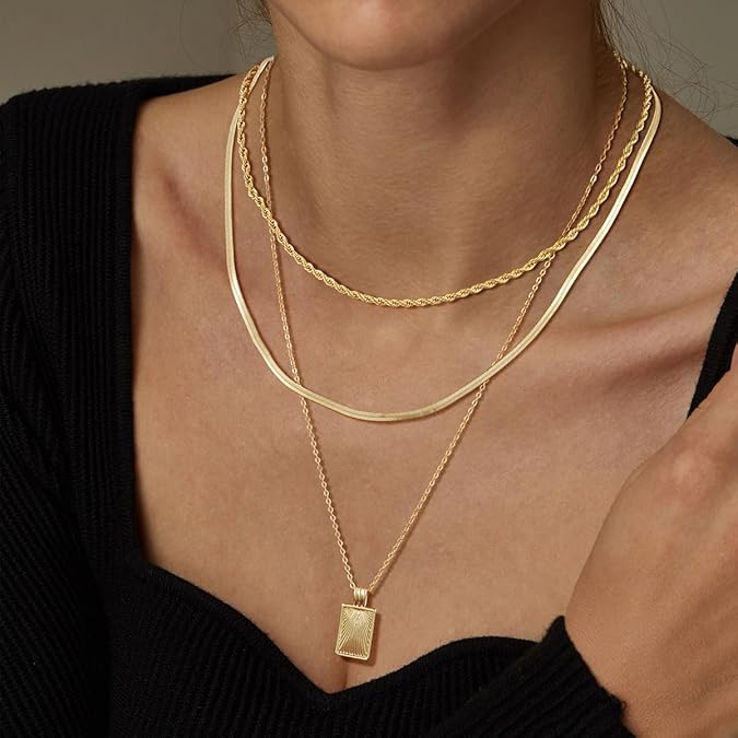 Layered Gold Silver Necklaces for Women
