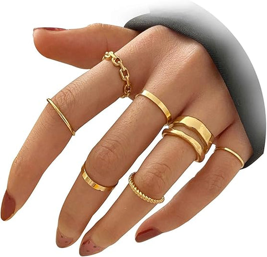 FAXHION Gold Knuckle Rings Set for Women Snake Chain