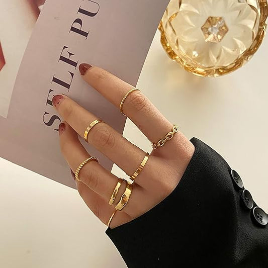 FAXHION Gold Knuckle Rings Set for Women Snake Chain