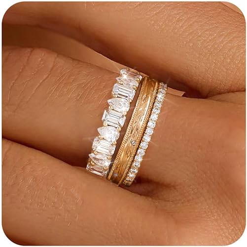 FUNEIA Stackable Gold Rings for Wome