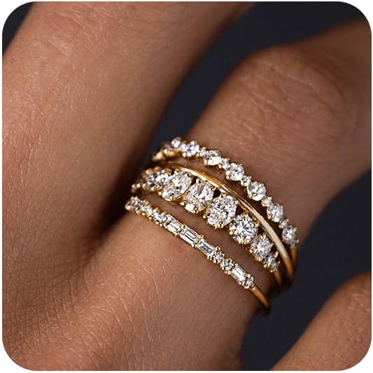 TOBENY Stackable Gold Rings for Women