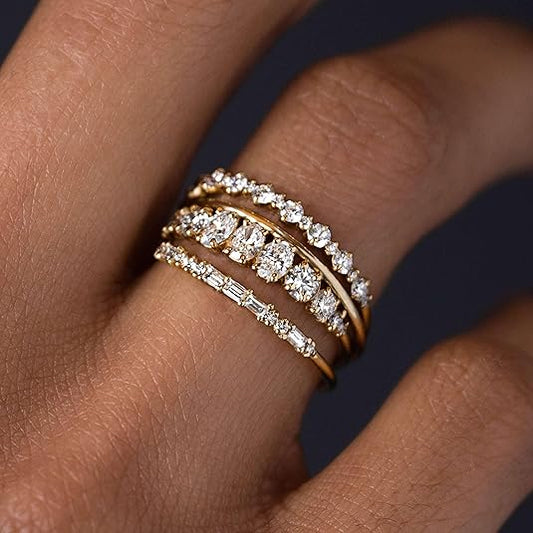 TOBENY Stackable Gold Rings for Women